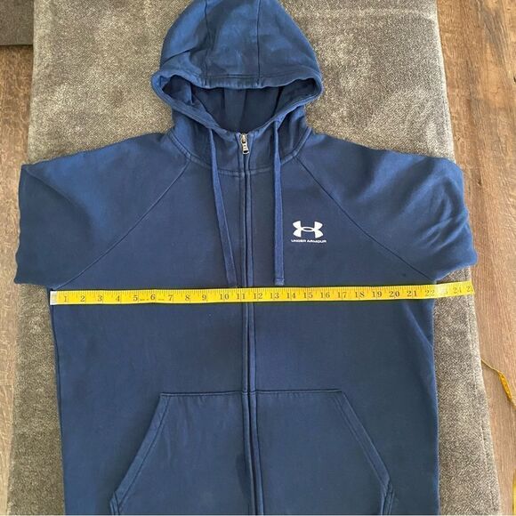 Under Armour Zip Up Hoodie Navy Loose Fit Small Hooded Sweatshirt - Picture 9 of 11